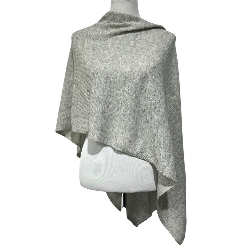 Claudia Nichole 100% Cashmere Asymmetric Dress Topper Poncho Shawl Grey